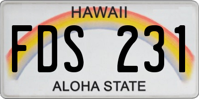 HI license plate FDS231