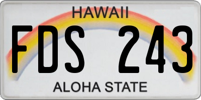 HI license plate FDS243