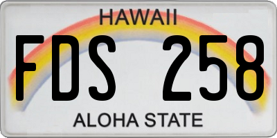 HI license plate FDS258