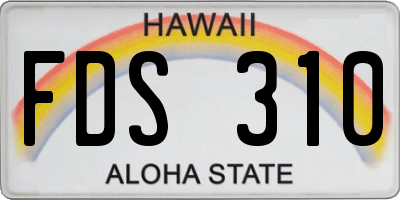 HI license plate FDS310