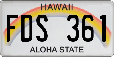 HI license plate FDS361