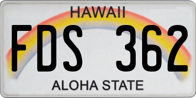 HI license plate FDS362
