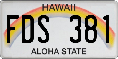 HI license plate FDS381