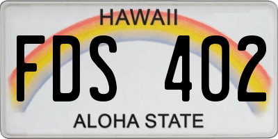 HI license plate FDS402