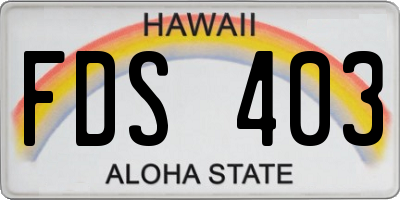 HI license plate FDS403