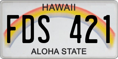 HI license plate FDS421