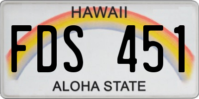 HI license plate FDS451
