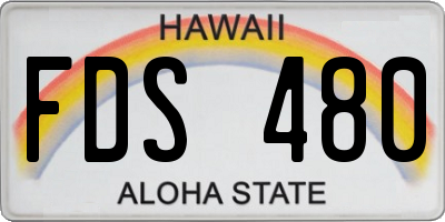 HI license plate FDS480