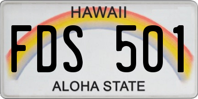HI license plate FDS501