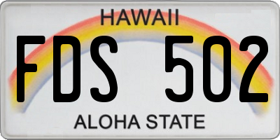 HI license plate FDS502