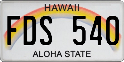 HI license plate FDS540