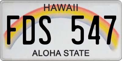 HI license plate FDS547