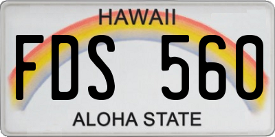 HI license plate FDS560