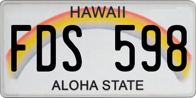 HI license plate FDS598