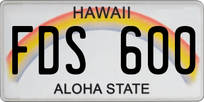 HI license plate FDS600