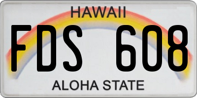 HI license plate FDS608