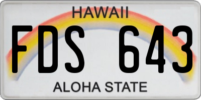 HI license plate FDS643