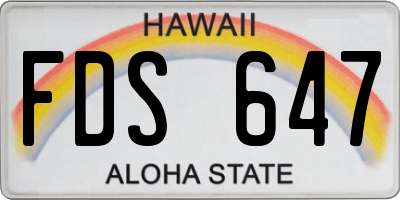 HI license plate FDS647