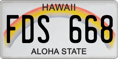HI license plate FDS668