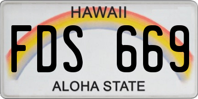 HI license plate FDS669