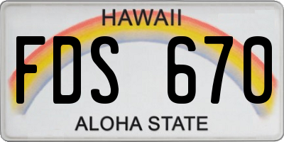 HI license plate FDS670