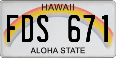 HI license plate FDS671