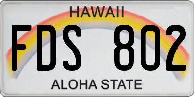 HI license plate FDS802