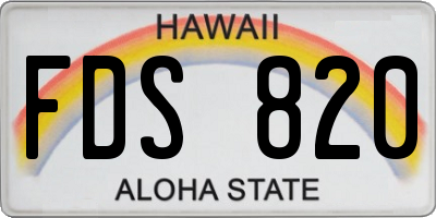HI license plate FDS820