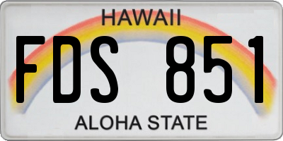 HI license plate FDS851