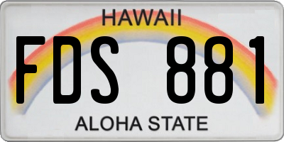 HI license plate FDS881