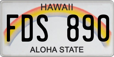 HI license plate FDS890