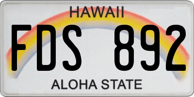 HI license plate FDS892