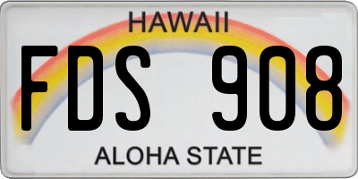 HI license plate FDS908