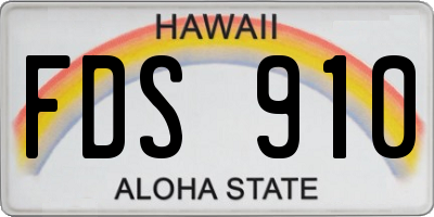 HI license plate FDS910