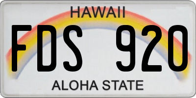 HI license plate FDS920