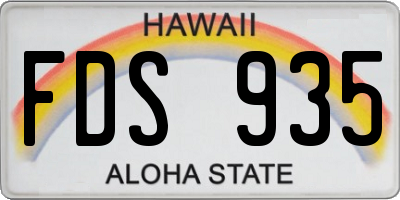 HI license plate FDS935