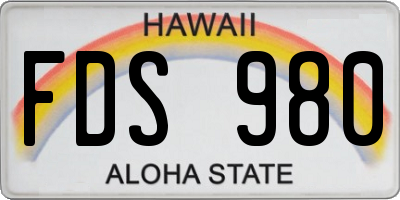 HI license plate FDS980