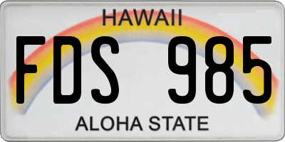 HI license plate FDS985