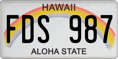HI license plate FDS987