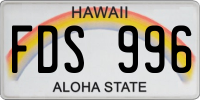 HI license plate FDS996