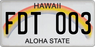 HI license plate FDT003