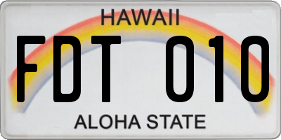 HI license plate FDT010