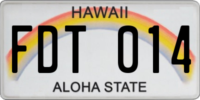 HI license plate FDT014