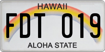 HI license plate FDT019