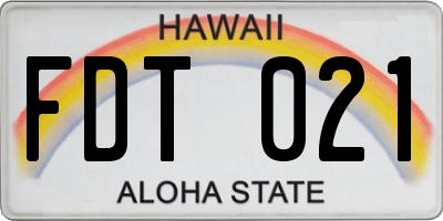 HI license plate FDT021