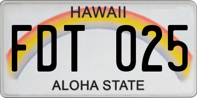 HI license plate FDT025