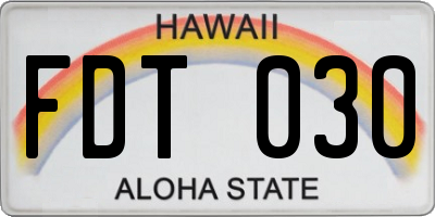 HI license plate FDT030