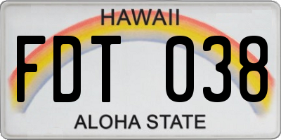 HI license plate FDT038