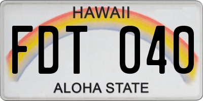 HI license plate FDT040