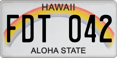 HI license plate FDT042